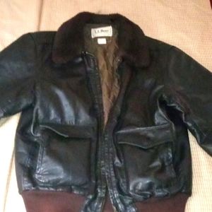 Black ,brown LL bean flying tiger bomber jacket, 42 long, leather